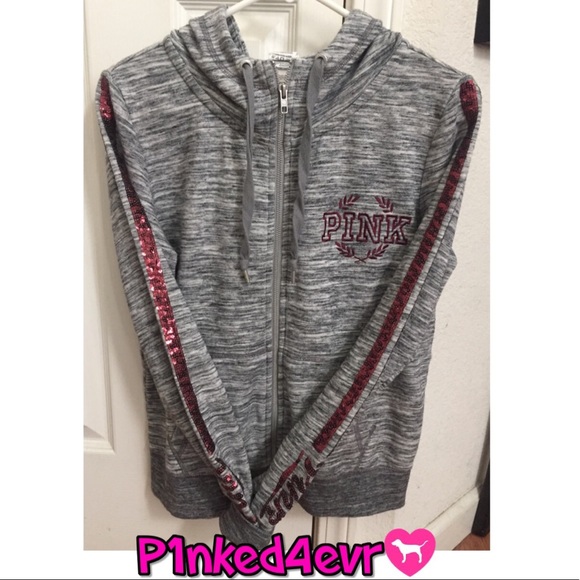 HTF VS PINK Russian Ruby Marled Gray Full Zip Med - Picture 4 of 5